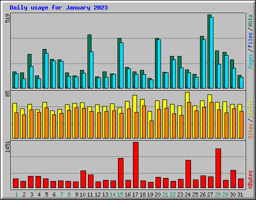 Daily usage for January 2023