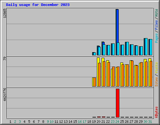 Daily usage for December 2023