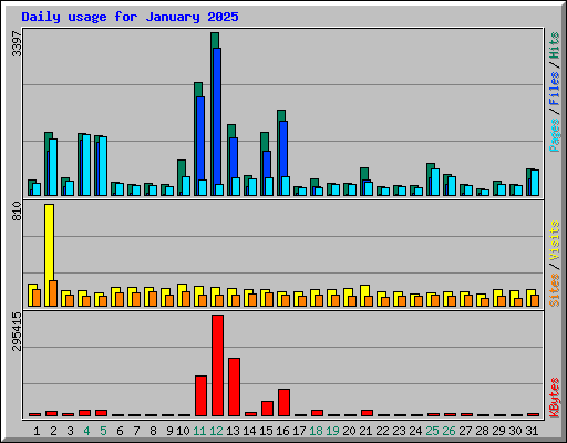 Daily usage for January 2025